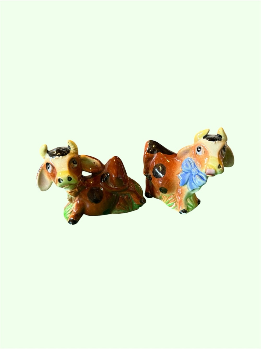 Vintage brown cow salt and pepper shakers